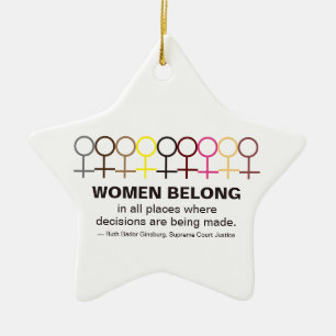 Women Belong Justice Ruth Bader Ginsburg RBG Quote Ceramic Tree Decoration