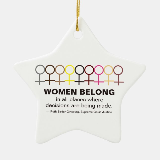 Women Belong Justice Ruth Bader Ginsburg RBG Quote Ceramic Tree Decoration (Front)