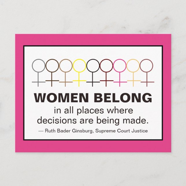 Women Belong Justice Ruth Bader Ginsburg RBG Quote Postcard (Front)