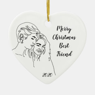 Women Best Friends Custom Date & Colour Christmas Ceramic Tree Decoration