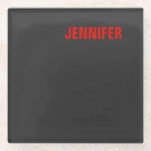 Women Black Colour Your Name Customise Gift Glass Coaster