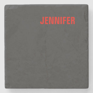 Women Black Colour Your Name Customise Gift Stone Coaster