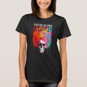 Women Black Girl Halloween Magic Melanin Brown Sku T-Shirt