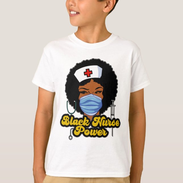 Women Black Nurse Power - Black History T-Shirt (Front)