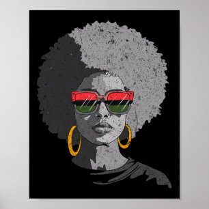 Women Black Queen Afro Melanin Face Dripping Junet Poster