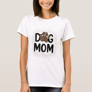 Women Bleached Dog Mum Dog Mum Paw Leopard T-Shirt