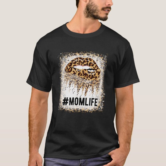 Women Bleached Lips Leopard Mum Life Tees for Moth (Front)