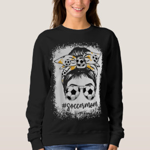 Women Bleached Soccer Mum Messy Bun Soccer Lover Sweatshirt