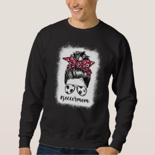 Women Bleached Soccer Mum Messy Bun Soccer Sweatshirt