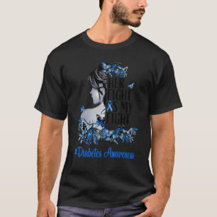Women Blue Ribbon Butterfly Type 1 Diabetes Awaren T-Shirt