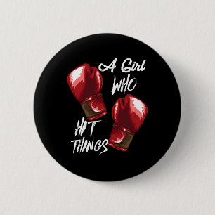 Women Boxing Kickboxing A Girl Who Hit Things 6 Cm Round Badge