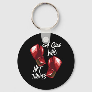 Women Boxing Kickboxing A Girl Who Hit Things Key Ring