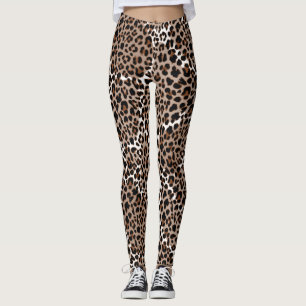Women Brown/White/Black Animal Print Leggings