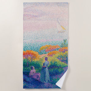 WOMEN BY THE SHORE PAINTING BEACH TOWEL