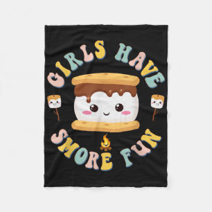 Women Camping Kawaii Smores Girls Have Smore Kids  Fleece Blanket