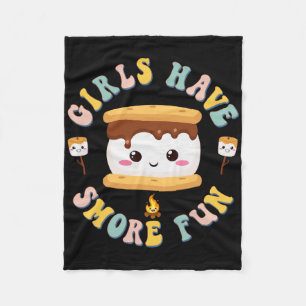 Women Camping Kawaii Smores Girls Have S'more Kids Fleece Blanket