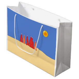 Women carrying water in Thar desert - Rajasthan Large Gift Bag