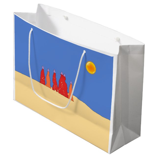 Women carrying water in Thar desert - Rajasthan Large Gift Bag (Front Angled)