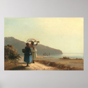 Women Chatting by Sea - Camille Pissarro Fine Art Poster
