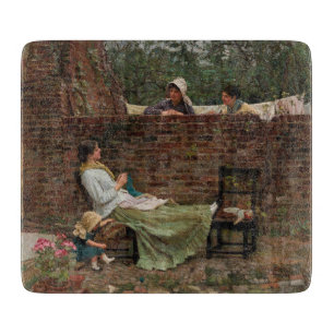 Women Chatting Over the Garden Wall (Gossip) Cutting Board