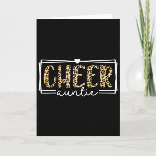 Women Cheer Auntie Leopard Cheerleader Aunt Mother Card