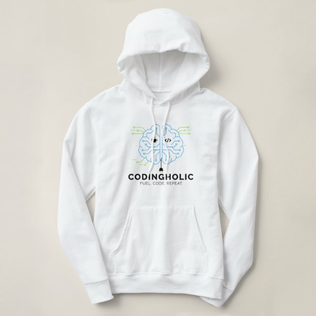 Women Clean Tech Brain Coding Graphic Developers Hoodie (Design Front)
