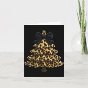 Women Coquette Bow Leopard Christmas Tree Xmas Hol Card