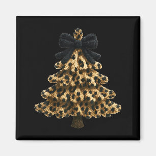 Women Coquette Bow Leopard Christmas Tree Xmas Hol Magnet