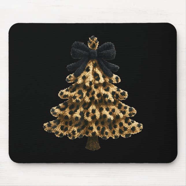 Women Coquette Bow Leopard Christmas Tree Xmas Hol Mouse Pad (Front)