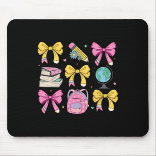 Women Coquette Pink Bow Ribbons Pencil Teacher App Mouse Pad
