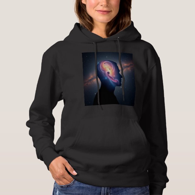 Women Cosmic Galaxy Silhouette Pullover Hoodie (Front)