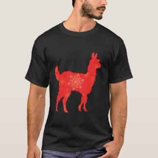 Women Cute Llama Lover Funny Winter Christmas Holi T-Shirt