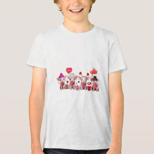 Women Cute Pigs Valentine’s Day Farm Animal Pig Lo Tri-Blend Shirt