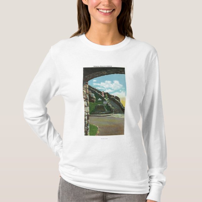 Women Descending Stairway from Summit T-Shirt (Front)
