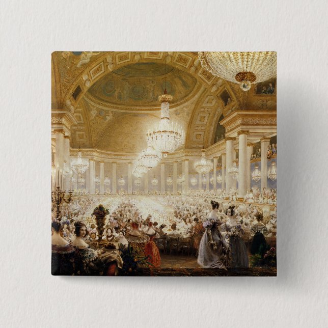 Women Dining at the Tuileries in 1835 15 Cm Square Badge (Front)