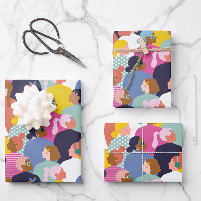 Women Diversity - Women of Different Ethnicity Wrapping Paper Sheet (Front)