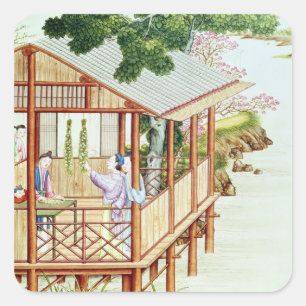 Women doing domestic work square sticker