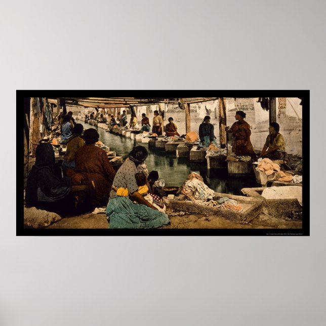 Women Doing Laundry in Mexico City, Mexico 1890 Poster (Front)