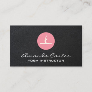 Women Doing Yoga Leather Background Business Card