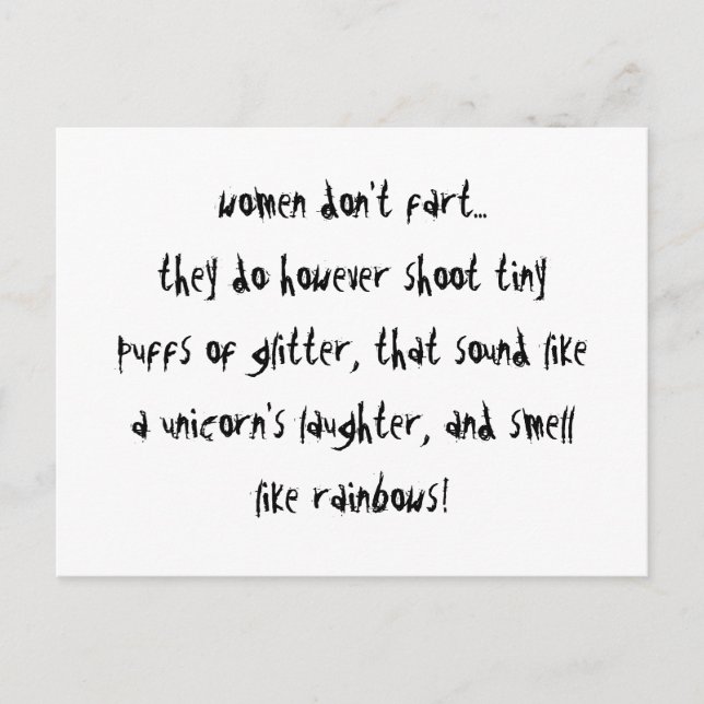Women Don't Fart Postcard (Front)