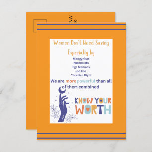 Women Don't Need Saving Postcard