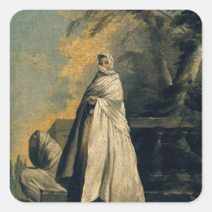 Women Draped in White Square Sticker