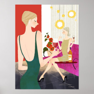 Women Drinking Wine Poster