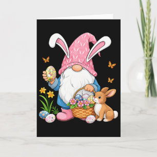 Women Easter Bunny With Gnome Easter Day Women Kid Card