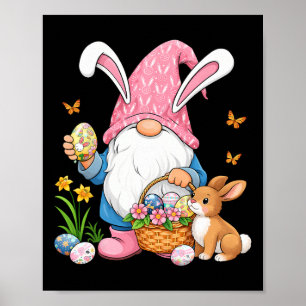 Women Easter Bunny With Gnome Easter Day Women Kid Poster