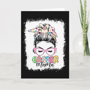 Women Easter Mama Messy Bun Hair Matching Family E Card
