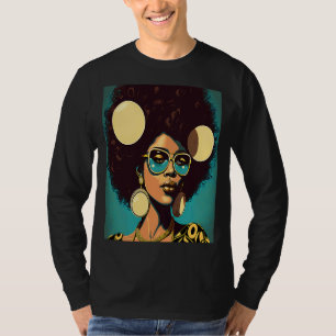 Women Empowerment Retro Afro African American Mom  T-Shirt