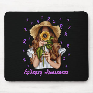 Women Epilepsy Awareness Support Purple Ribbon Sun Mouse Pad