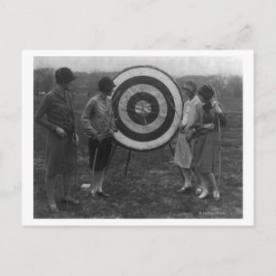 Women examining Archery Target Photograph Postcard