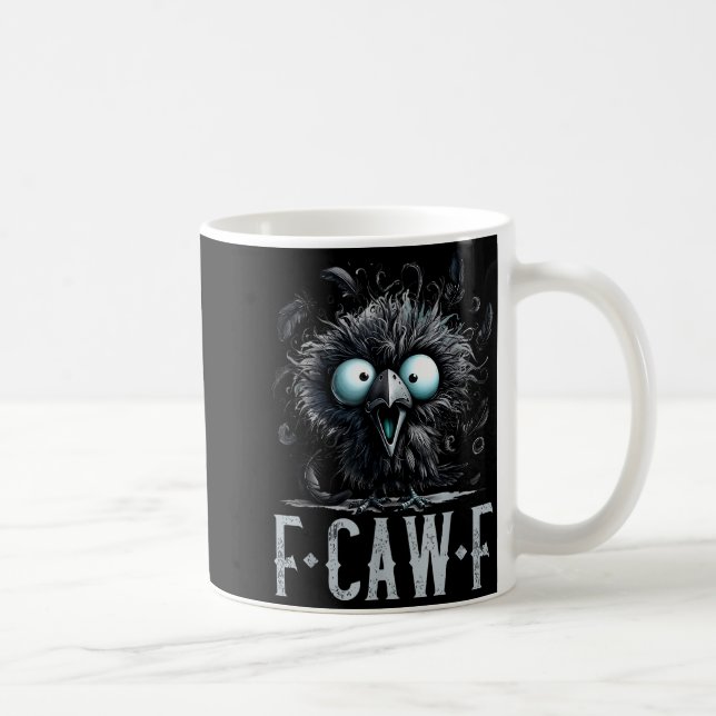 Women F-caw-f Black Crow Black Bird Funny Hallowee Coffee Mug (Right)